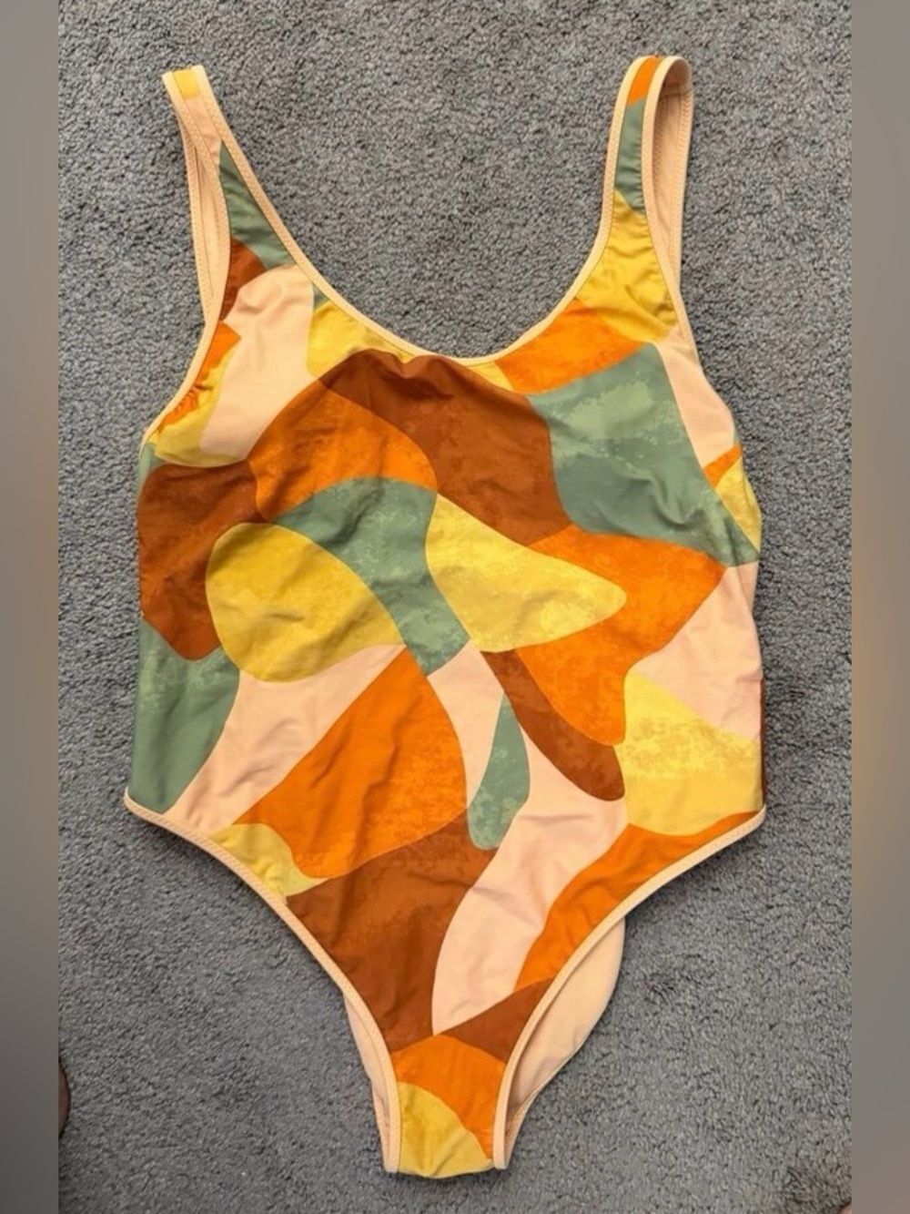 Mixed Paint Print OnePiece Swimsuit Fe Noel x Target OrangeBrownPeach NWT XL